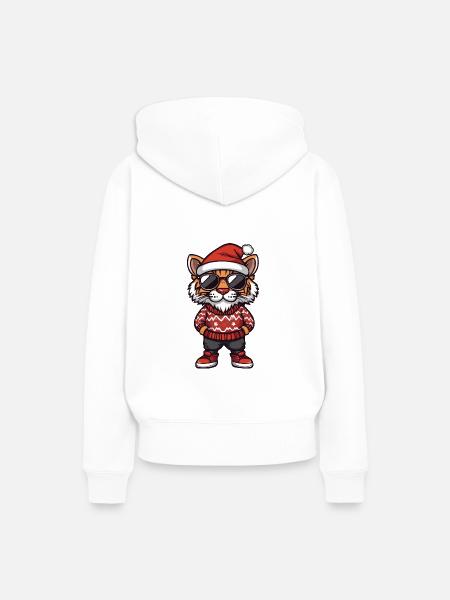 Tiger Weihnachten X-Mas - Frauen Premium Bio Hoodie - Weiß