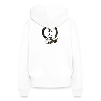 Ronin im Enso-Kreis - Frauen Premium Bio Hoodie - Weiß - Hinten - Julia (174cm)