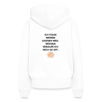 Ich folge meinem eigenen Weg - Frauen Premium Bio Hoodie - Weiß - Hinten - Julia (174cm)