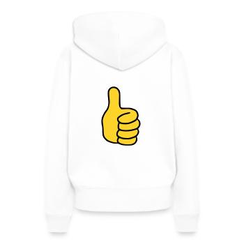 Emoji Pouce vers le haut Couleur de l’esquisse - Sweat à capuche Premium bio Femme - blanc - Dos - Julia (174cm)
