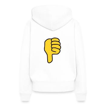 Emoji Pouce vers le bas Couleur de l’esquisse - Sweat à capuche Premium bio Femme - blanc - Dos - Julia (174cm)