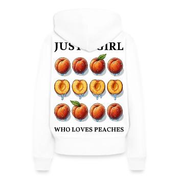 JUSTE UNE FILLE QUI ADORE LES PÊCHES - Pêche - Sweat à capuche Premium bio Femme - blanc - Dos - Julia (174cm)