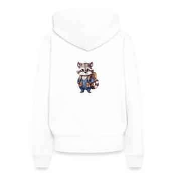 Waschbär Schulanfang - Frauen Premium Bio Hoodie - Weiß - Hinten - Julia (174cm)