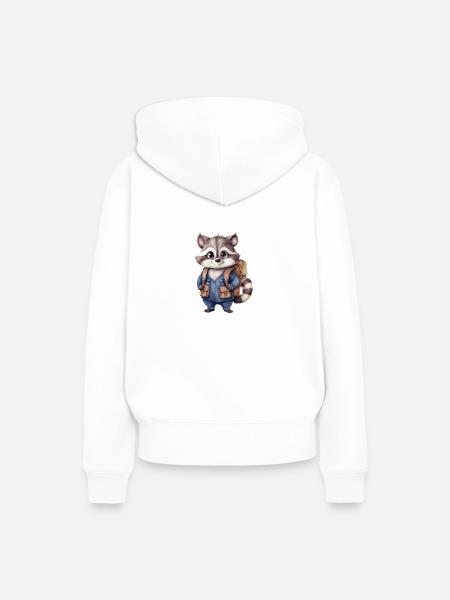 Waschbär Schulanfang - Frauen Premium Bio Hoodie - Weiß