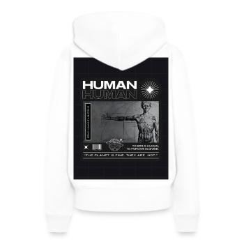 Être humain est une bénédiction. - Sweat à capuche Premium bio Femme - blanc - Dos - Julia (174cm)