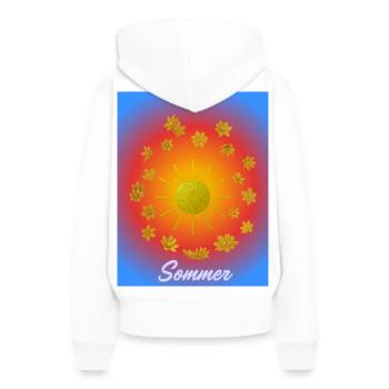 Sommer Sonne Glitzerblumen Muster - Frauen Premium Bio Hoodie - Weiß - Hinten - Julia (174cm)