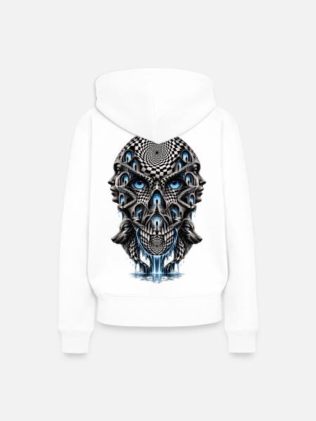 Surreales Kopf-Treppenlabyrinth - Frauen Premium Bio Hoodie - Weiß