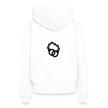 menottes verrouillées policier ou dame - Sweat à capuche Premium bio Femme - blanc - Dos - Julia (174cm)