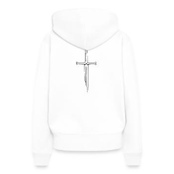 Schwert - Frauen Premium Bio Hoodie - Weiß - Hinten - Julia (174cm)