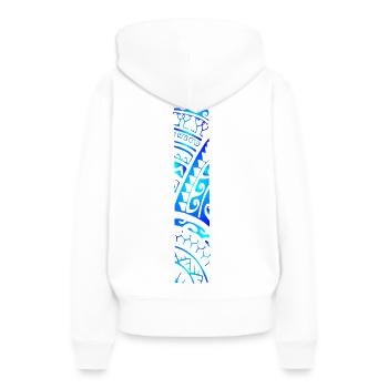 REVA (Bleu Lagon) - Sweat à capuche Premium bio Femme - blanc - Dos - Julia (174cm)