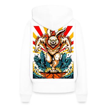 Monsterhase Wut - Frauen Premium Bio Hoodie - Weiß - Hinten - Julia (174cm)