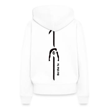 Soyez The 1x - Sweat à capuche Premium bio Femme - blanc - Dos - Julia (174cm)