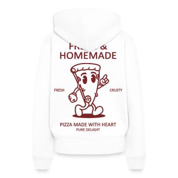 Fresh & Homemade Pizza Slice Retro Rücken - Frauen Premium Bio Hoodie - Weiß - Hinten - Julia (174cm)