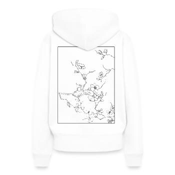 Floral Design Kirschblüten Outline Schwarz - Frauen Premium Bio Hoodie - Weiß - Hinten - Julia (174cm)