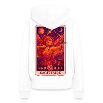 Tarot Sagittaire - Sweat à capuche Premium bio Femme - blanc - Dos - Julia (174cm)