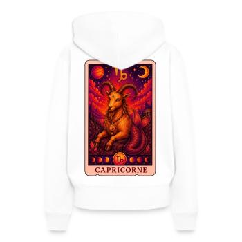 Tarot Capricorne - Sweat à capuche Premium bio Femme - blanc - Dos - Julia (174cm)