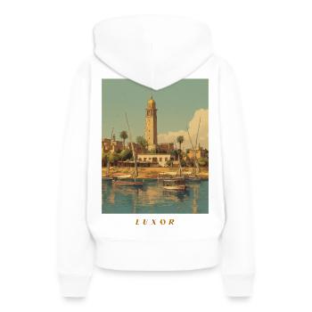 Luxor - Sweat à capuche Premium bio Femme - blanc - Dos - Julia (174cm)