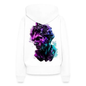 Neon Statue Antike Büste Vaporwave Cyberpunk - Frauen Premium Bio Hoodie - Weiß - Hinten - Julia (174cm)