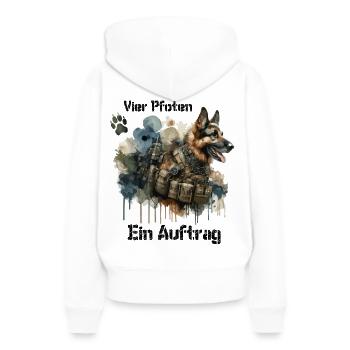 Buddy - Diensthund - Frauen Premium Bio Hoodie - Weiß - Hinten - Julia (174cm)