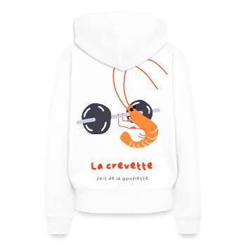 Die Garnele bläht sich auf - Frauen Premium Bio Hoodie - Weiß - Hinten - Julia (174cm)