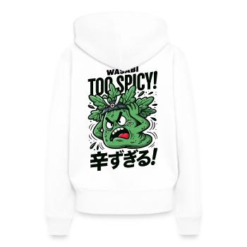 Zu scharf: Grüne Chili König - Frauen Premium Bio Hoodie - Weiß - Hinten - Julia (174cm)