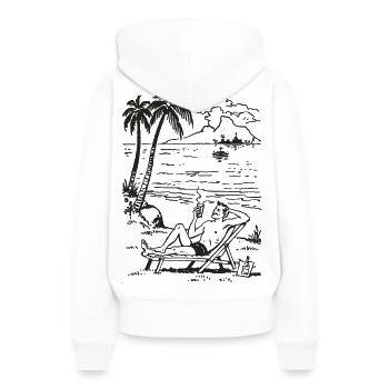 Plage Palmiers du soir Silhouette de la mer - Sweat à capuche Premium bio Femme - blanc - Dos - Julia (174cm)