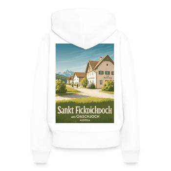 Sankt Fickdichdoch - Postkartenmotiv - Frauen Premium Bio Hoodie - Weiß - Hinten - Julia (174cm)