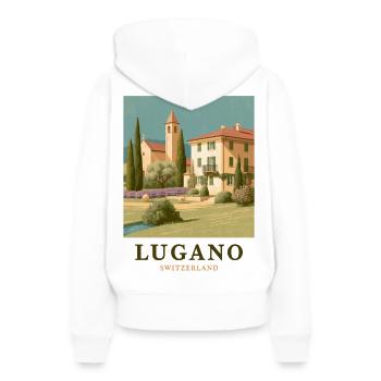 Lugano Villa Panorama - Sweat à capuche Premium bio Femme - blanc - Dos - Julia (174cm)