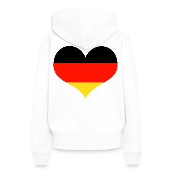 Deutschland Herz schwarz rot gold - Frauen Premium Bio Hoodie - Weiß - Hinten - Julia (174cm)