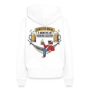 Vacances semestrielles : Vacances pour beuverie - Sweat à capuche Premium bio Femme - blanc - Dos - Julia (174cm)