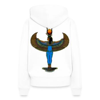 DEESSE ISIS STEHENDE KREATION Louis RUNEMBERG ©Adagp - Frauen Premium Bio Hoodie - Weiß - Hinten - Julia (174cm)