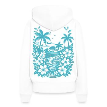 Beach Tropische Lagune Silhouette - Frauen Premium Bio Hoodie - Weiß - Hinten - Julia (174cm)
