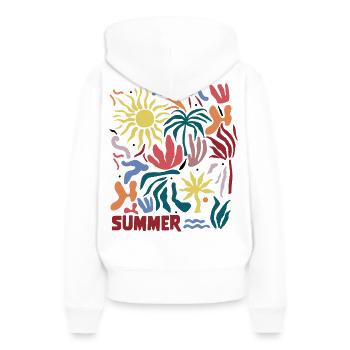 Tropical estival - Sweat à capuche Premium bio Femme - blanc - Dos - Julia (174cm)