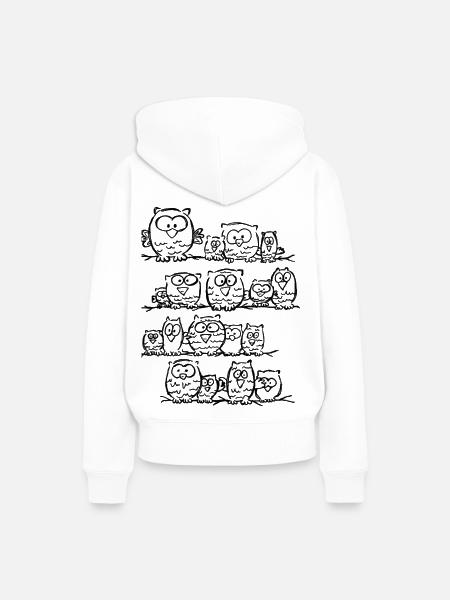 Eulen - Frauen Premium Bio Hoodie - Weiß