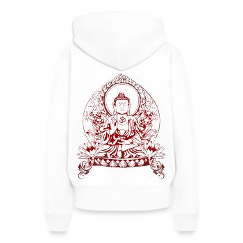 Gautama Buddha - Frauen Premium Bio Hoodie - Weiß - Hinten - Julia (174cm)