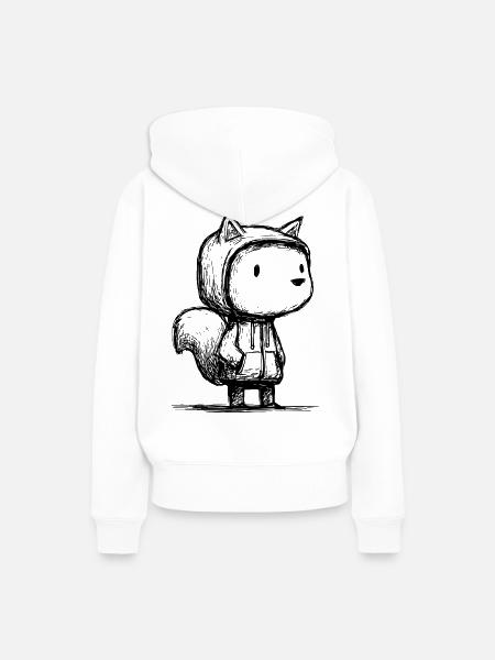 Kawaii Eichhörnchen Cartoon Skizze – niedlich - Frauen Premium Bio Hoodie - Weiß