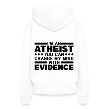 Athéisme - Sweat à capuche Premium bio Femme - blanc - Dos - Julia (174cm)