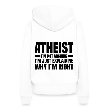 Athéisme - Sweat à capuche Premium bio Femme - blanc - Dos - Julia (174cm)