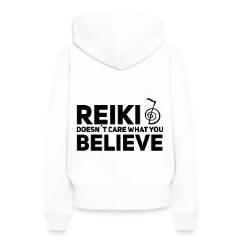 Thérapeutes Reiki - Sweat à capuche Premium bio Femme - blanc - Dos - Julia (174cm)