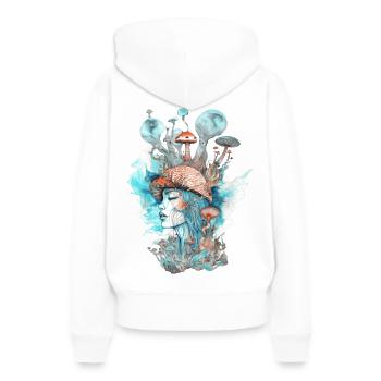 Trippy Shaman - Sweat à capuche Premium bio Femme - blanc - Dos - Julia (174cm)