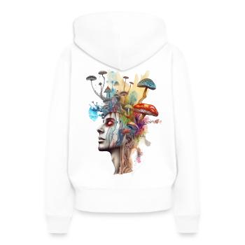 Trippy Shaman - Sweat à capuche Premium bio Femme - blanc - Dos - Julia (174cm)