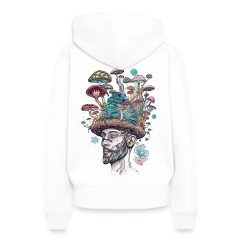 Trippy Schamane - Frauen Premium Bio Hoodie - Weiß - Hinten - Julia (174cm)