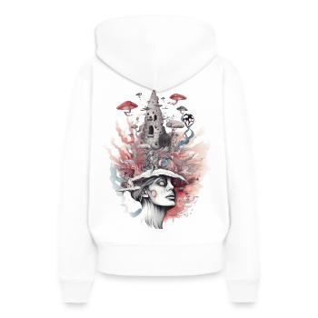 Trippy Schamane - Frauen Premium Bio Hoodie - Weiß - Hinten - Julia (174cm)