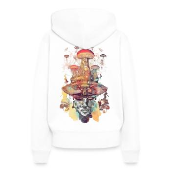 Trippy Schamane - Frauen Premium Bio Hoodie - Weiß - Hinten - Julia (174cm)