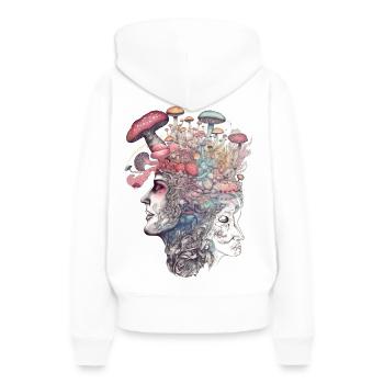 Trippy Schamane - Frauen Premium Bio Hoodie - Weiß - Hinten - Julia (174cm)