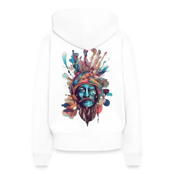 Trippy Shaman - Sweat à capuche Premium bio Femme - blanc - Dos - Julia (174cm)