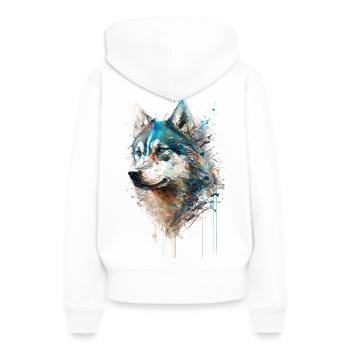 Husky sibérien 01 - Sweat à capuche Premium bio Femme - blanc - Dos - Julia (174cm)
