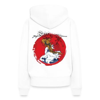 Koi Japan Design Art - Sweat à capuche Premium bio Femme - blanc - Dos - Julia (174cm)