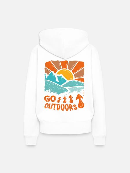 Go outdoors - Frauen Premium Bio Hoodie - Weiß