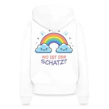 Wo Ist Der Schatz? - Frauen Premium Bio Hoodie - Weiß - Hinten - Julia (174cm)